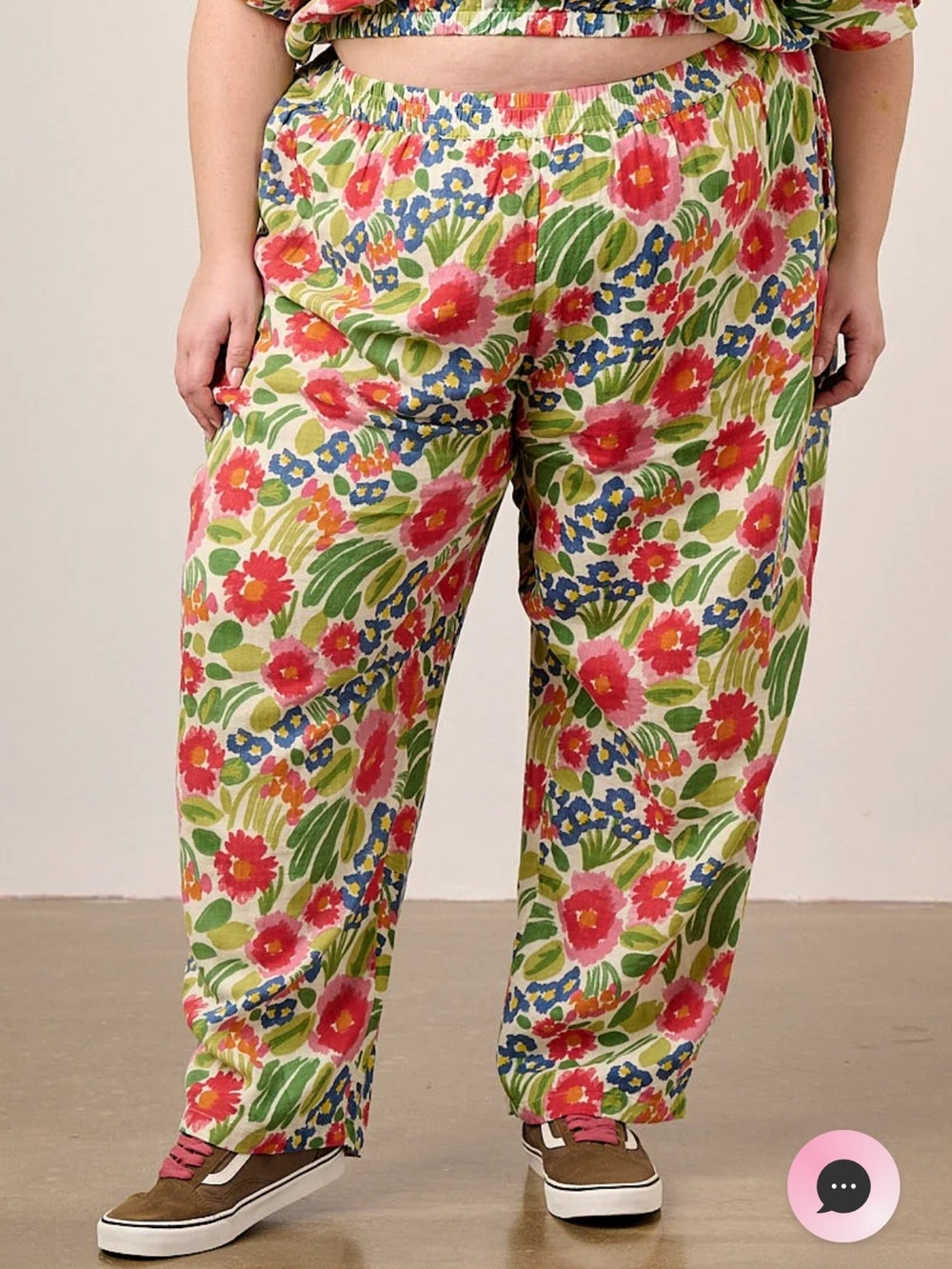 Lucy and Yak - Freddie - Barrel Leg Cotton Trousers in Ivory Marie